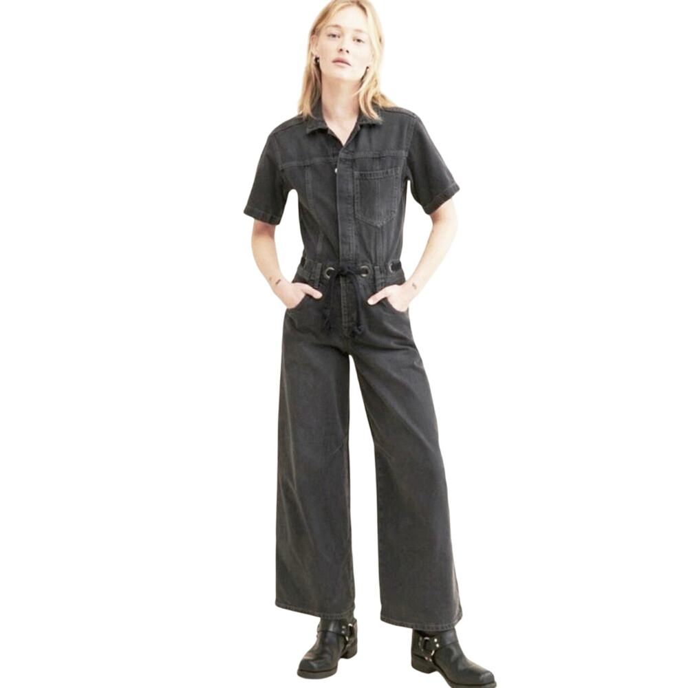 FREE PEOPLE x WE THE FREE Boho Black Wash Edison Wide Leg Jumpsuit
